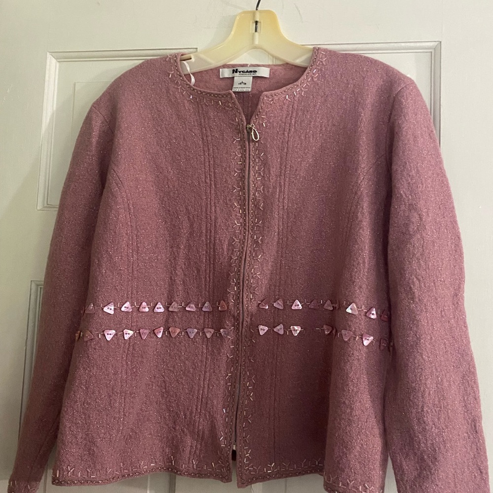 Tweed Pink Sequin-Trim Teddy Jacket